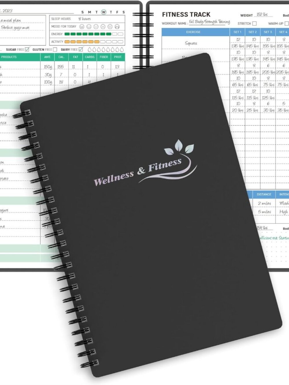 Wellness Planner & Fitness Log - Daily Diet & Health Journal with Weight Loss, W